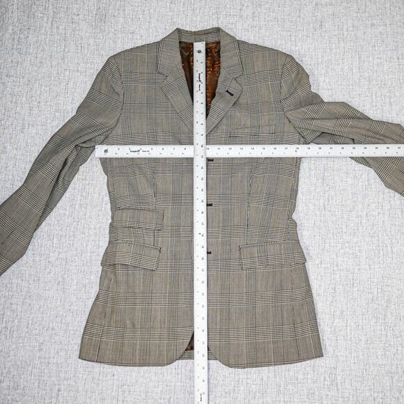 Jean Paul Gaultier Classique Paris Blazer jacket Grey glen plaid wool sz 10 - Picture 12 of 13